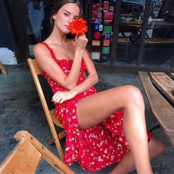 Realisation Par Red Floral Midi Dress - Picture 1 of 6